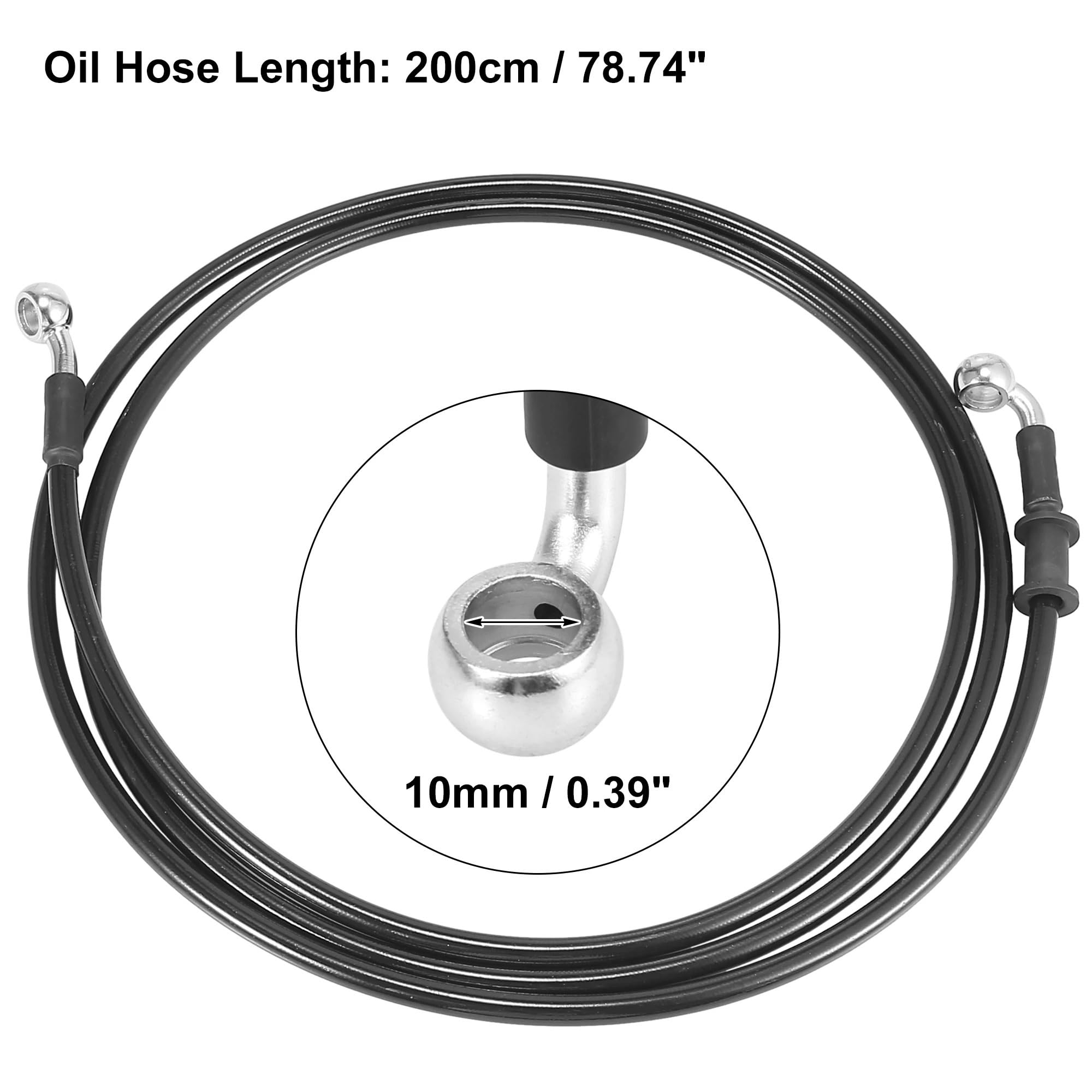 Manguera trenzada de acero inoxidable reforzada hidráulica, tubo manguera aceite embrague freno motocicleta 40cm-200cm Cables de acelerador para(200cm)