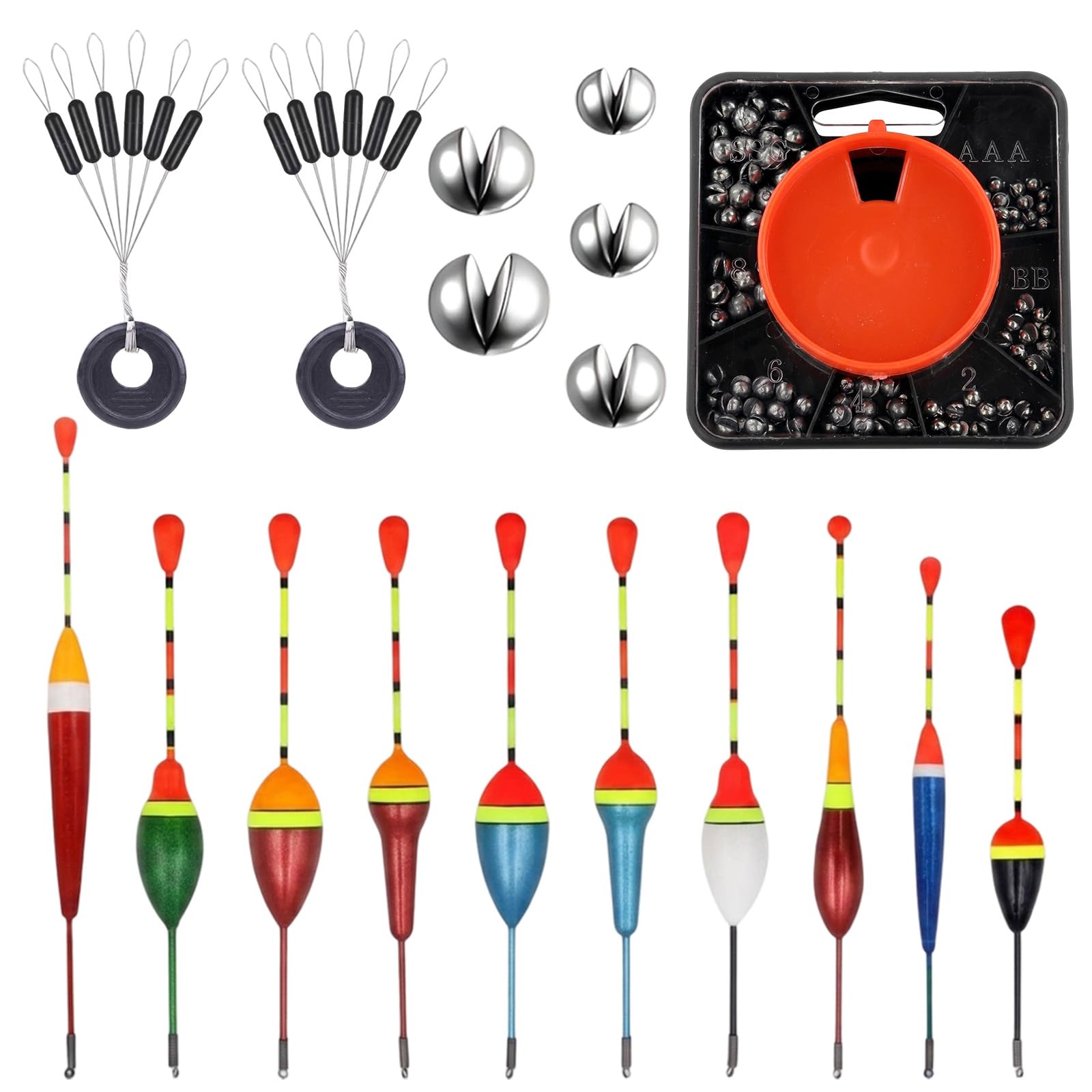 13Pcs Fishing Tackle Set, Mixed Floats Fishing Kit, Durable Sea Fishing Weights, Practical Carp Floats Pole Floats for Freshwater Saltwater Angling