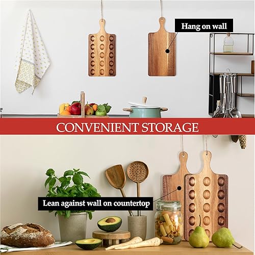 Miniatura 6 de Gerrii Plato reversible de madera para huevos Deviled, bandeja para huevos con diablo, tablero de charcutería, soporte para huevos de acacia con
