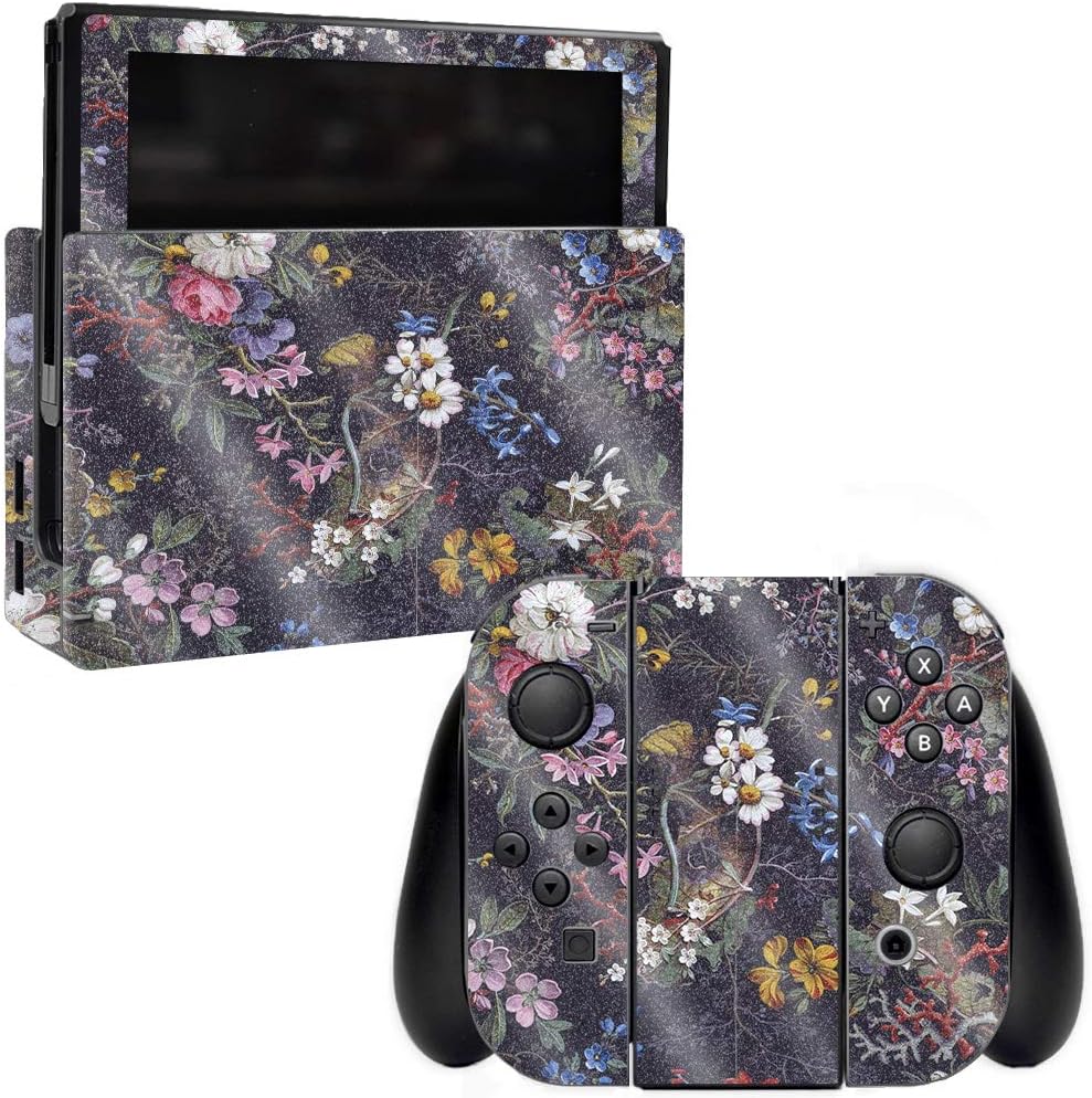 MightySkins Glossy Glitter Skin for Nintendo Switch - Midnight Blossom | Protective, Durable High-Gloss Glitter Finish | Easy to Apply, Remove, and Change Styles | Made in The USA