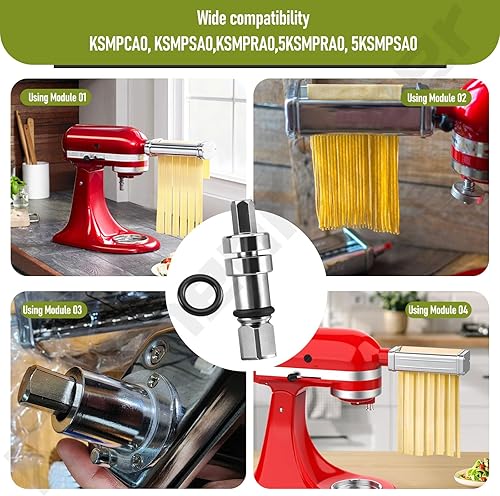 Miniatura 4 de Acoplador de eje de corte para pasta compatible con batidora de pie Kitchen-Aid Para rodillo de pasta serie KSMP y cortador de reparación de