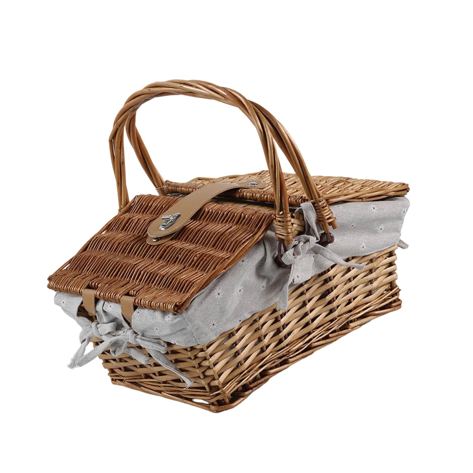 Tsophreniq Chamomile Linen Rattan Storage Basket With Handle Perfect For Picnics Organizing And Home Decoration Breathable Camping Gear Planner