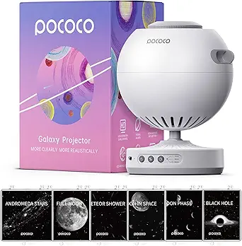 POCOCO Galaxy Projector + Moon and Stars Discs (6 Pieces)