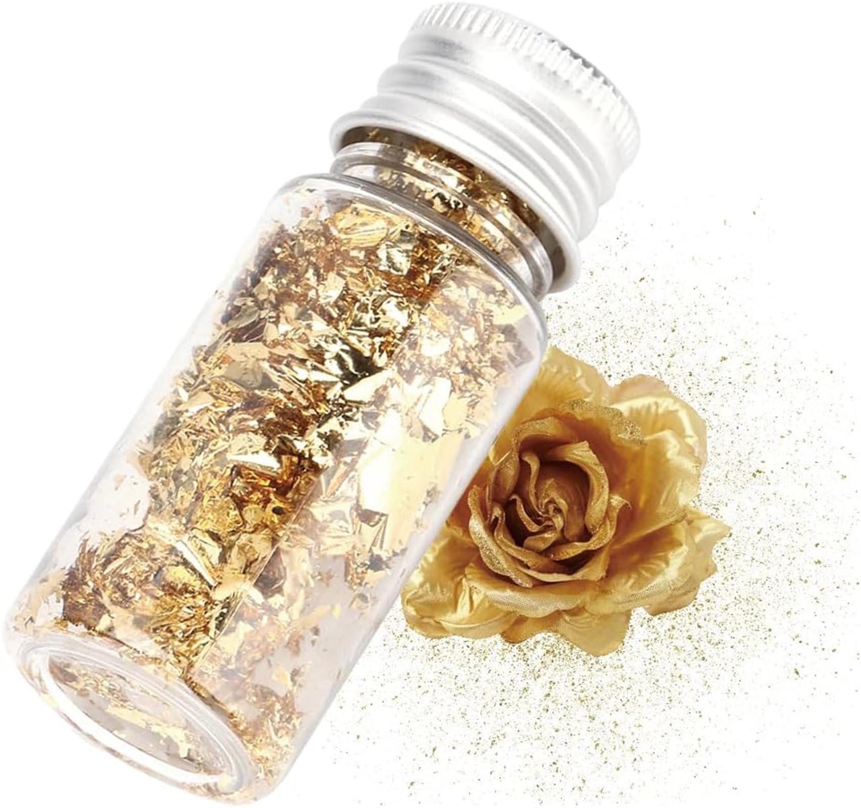 Leopacat Gold Leaf Flakes, 24K Decorative Gold Sheet,Cake Food Decorating Foil Paper Gilding Sheet for Craft Cooking Makeup Chocolate Cupcake DIY Arts Nails Jewelry Making 5gX2 Bottles