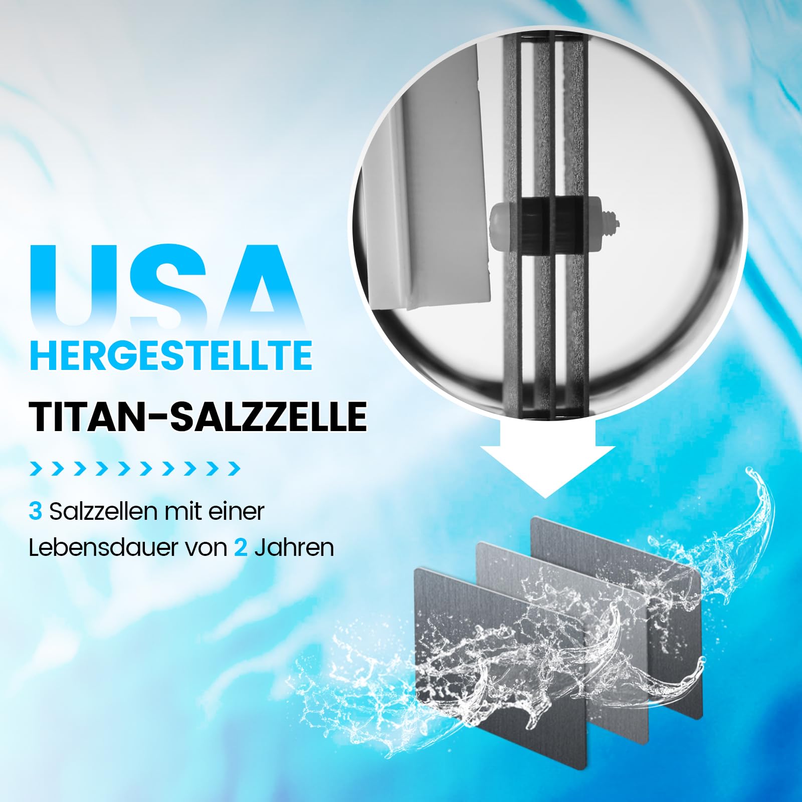 Pool Salzwasseranlage, Briidea Chlorinator Salzwassersystem mit US-Titanzelle, 6G/H, für Aufstellpools bis 56.800 L, kompatibel mit Intex, IP66 wasserdicht, intelligentes Bedienfeld