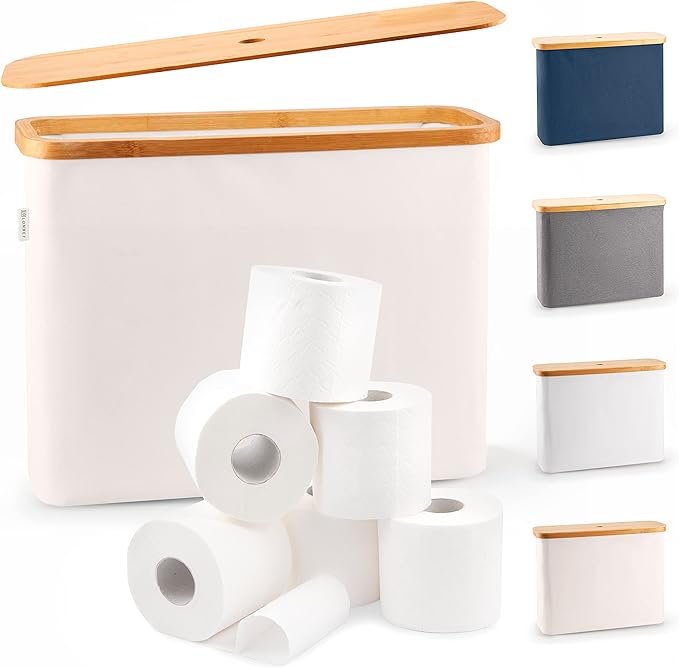Lonbet - Toilet Paper Basket - Toilet Paper Storage - The Ultimate Bathroom Organizer - Bamboo Storage Basket, Toilet Paper Organizer Basket, Bathroom Accessories Holder - Toilet Paper Bin