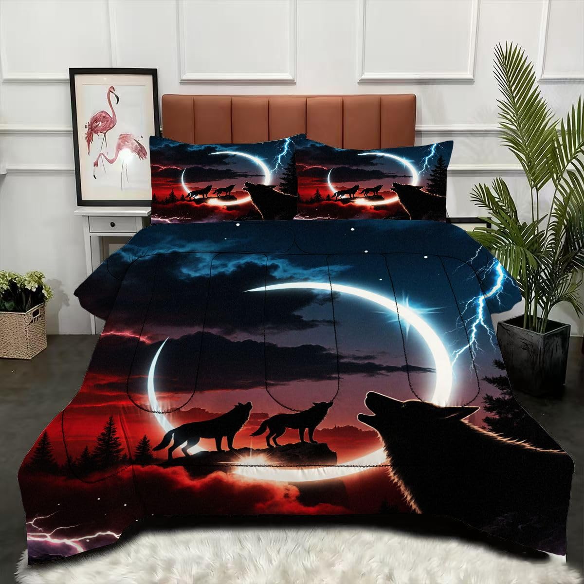 Couette 220 x 240 cm loup réversible pour une chambre cocooning 4 saisons