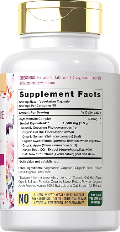 Carlyle Phytoceramide Supplement | 90 Capsules | with Organic Sweet Potato | Beauty Formula Complex | Vegetarian, Non-GMO and Gluten Free