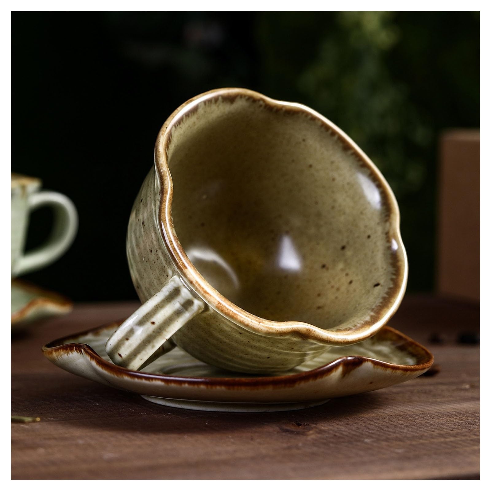 Ceramiczny zestaw kubków do kawy, 220 ml, vintage filiżanka do herbaty i spodek, ręcznie wykonany kubek na mleko z uchwytem do domu i kuchni, idealny na popołudniową herbatę