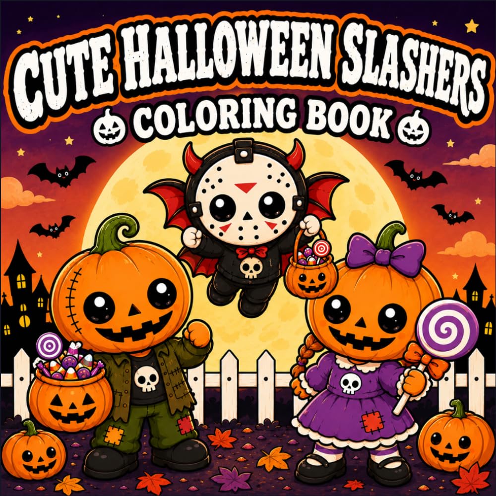 Cute Halloween Slashers: A Kawaii Coloring Book of Adorable Serial Killers, Creepy Candy Chaos, Haunted Pumpkins, and Spooky Halloween Mischief