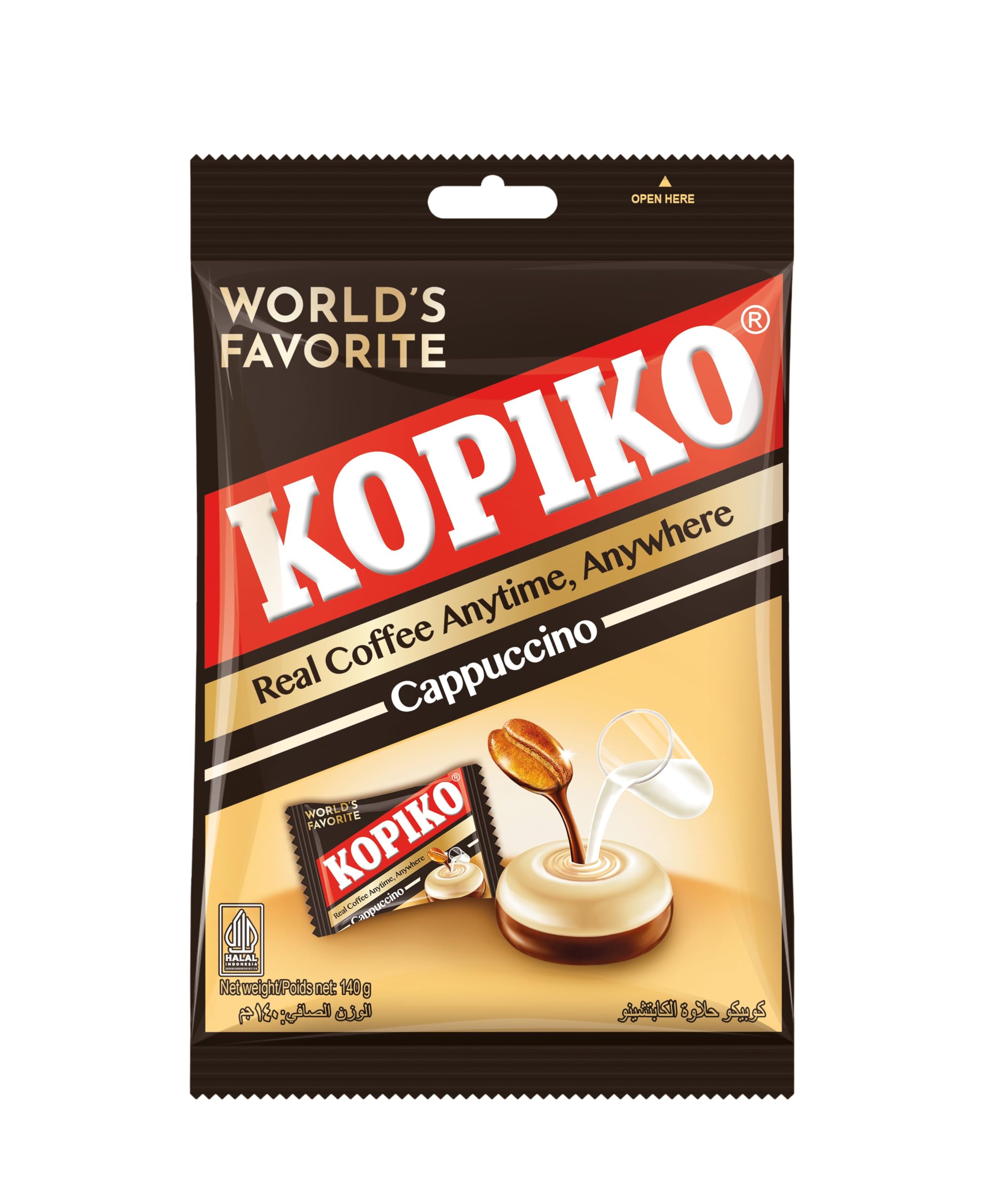 Kopiko Cappuccino Candy Bag, 140g, Coffee Flavored Candy with