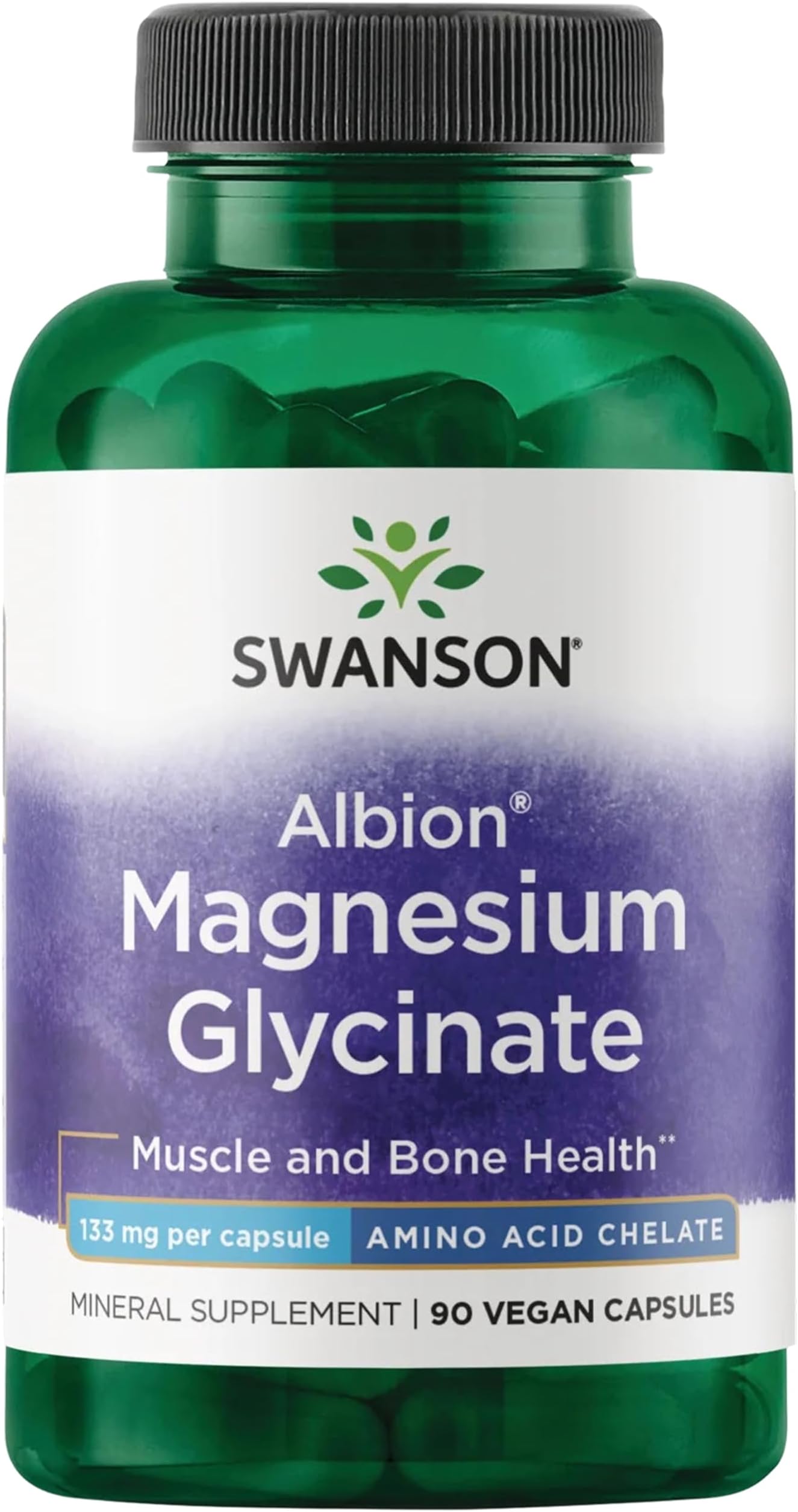 Swanson Albion Magnesium Supplement, Chelated Magnesium Glycinate, 90 Caps