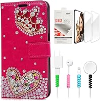 Vista 1 de STENES Bling - Funda de piel con tapa para Samsung Galaxy S21 Ultra con diseño de corona en 3D hecha a mano con protector de pantalla y protector