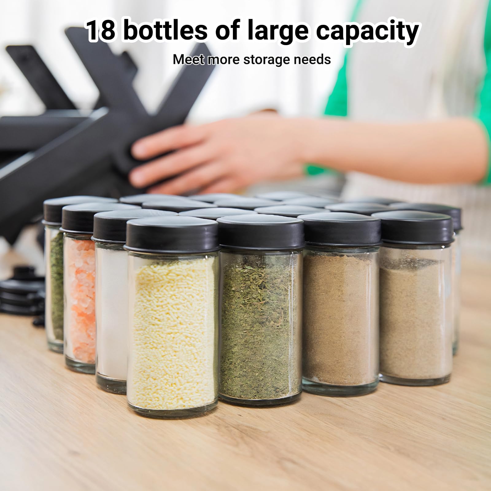 Étagère à épices rotative avec 18 pots, organisateur d'assaisonnement pour armoire, cuisine, garde-manger, comptoir, organisateur d'armoire à pharmacie