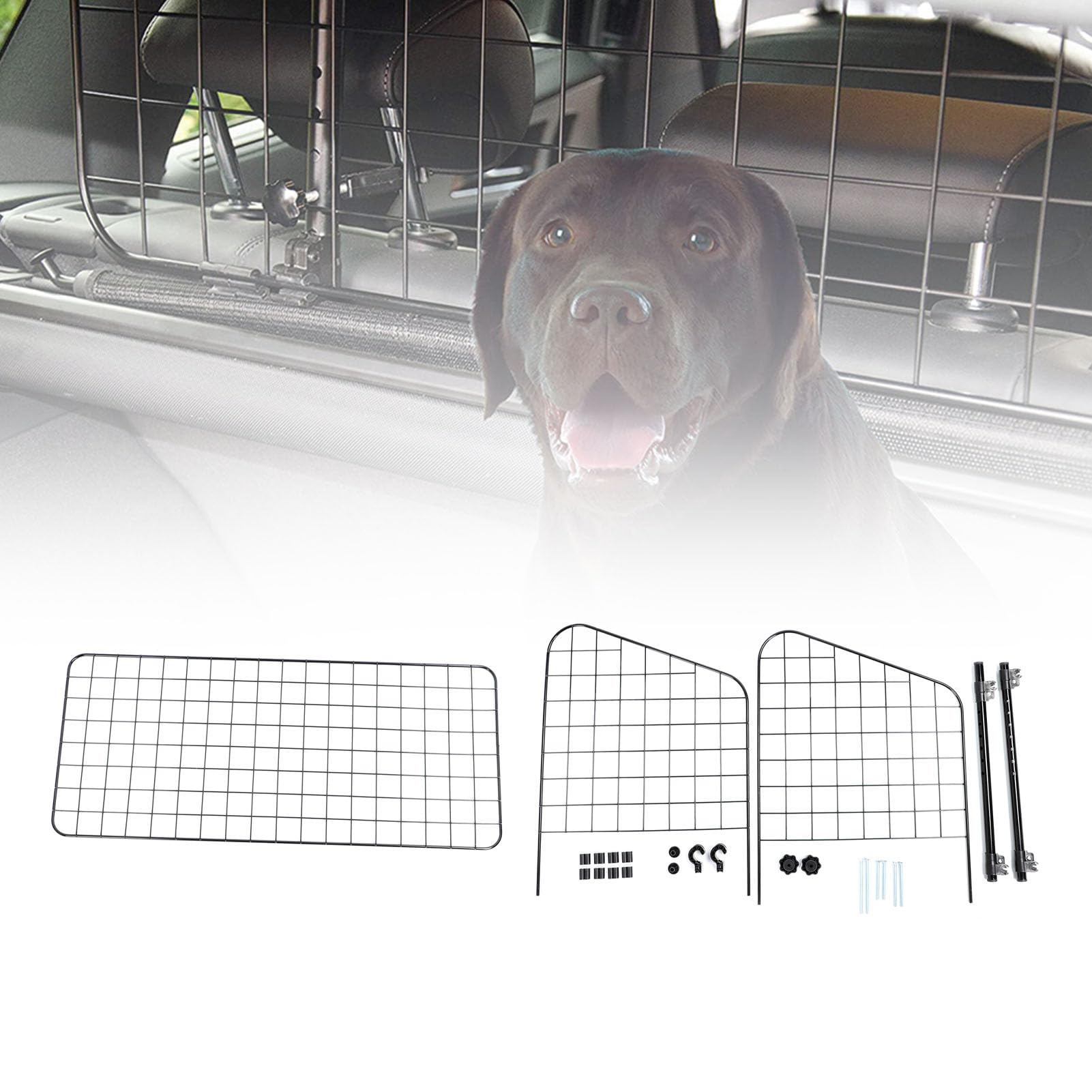 Barrière de Voiture pour Chien, séparateur réglable pour Animaux de Compagnie |Le Maillage Robuste arrête Le Chien du siège Avant |pour SUV/camions/véhicules |Installation Facile,