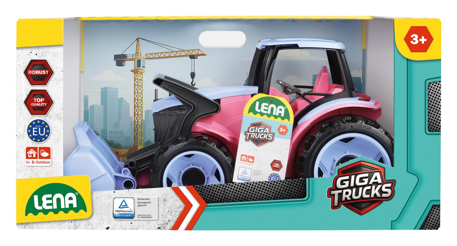 Lena GIGA Trucks Tractor con carga frontal rosa - Vehículo de construcción