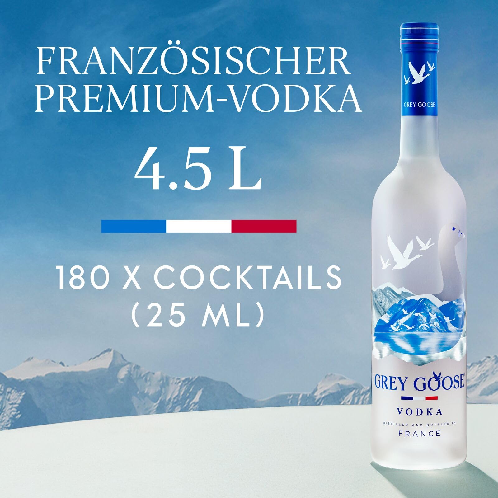 GREY GOOSE Premium-Vodka aus Frankreich, 40% Vol., 450cl / 4.5l, mit 100% französischem Weizen und natürlichem Quellwasser