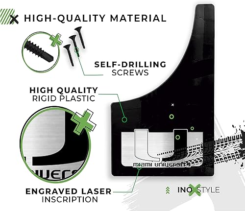 Miniatura 2 de INOXSTYLE - 4 aletas universales negras para barro, guardabarros delanteros y traseros para universidades nacionales, para automóviles, camionetas,