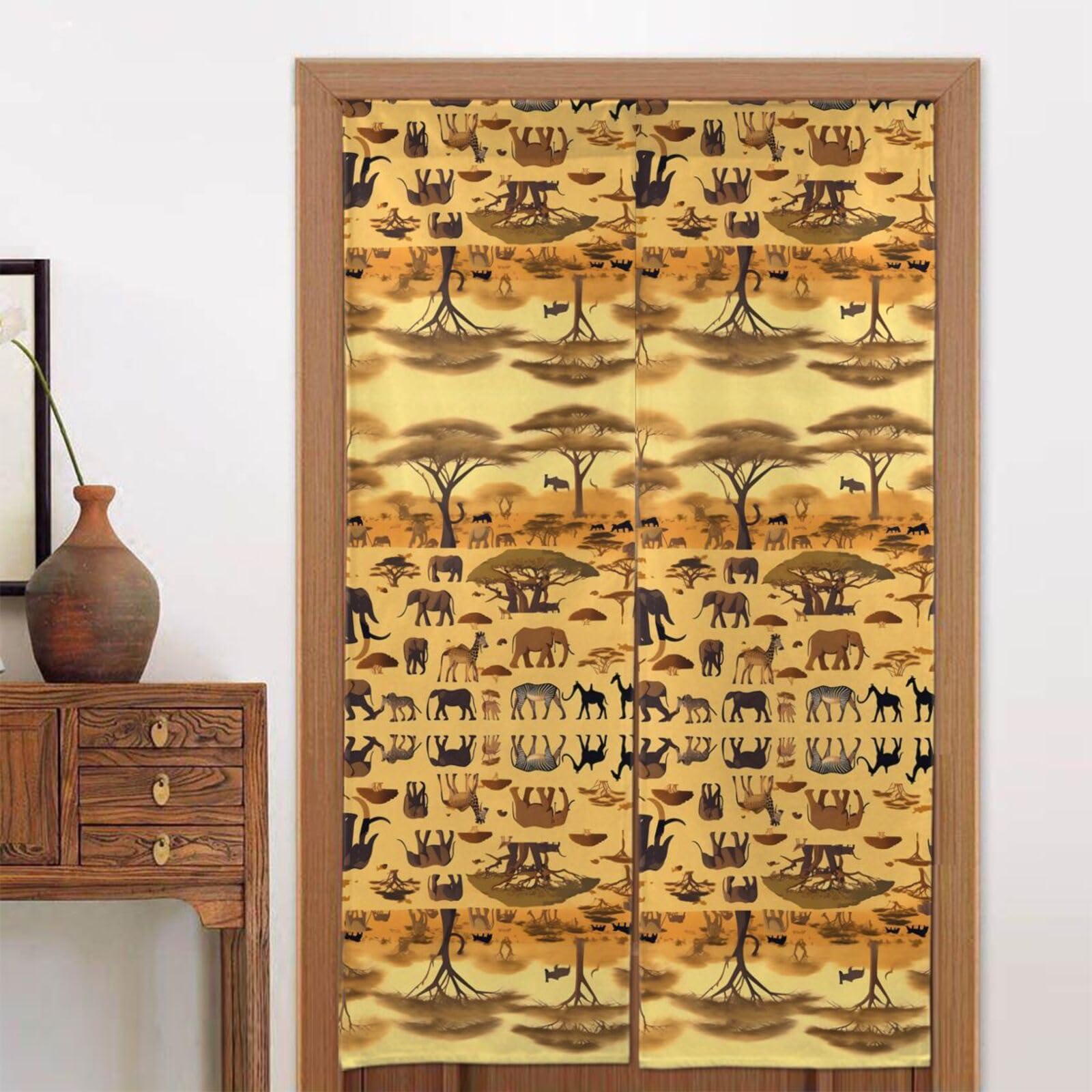 CNTDBU African grassland animals Door Curtain 34x56 Inch-Room Divider Panel for Privacy, Entryway Screen for Kitchen Bedroom