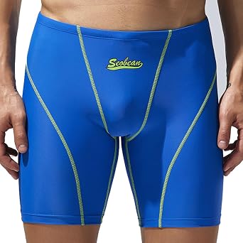 Mens Swim Pants Low Waist Long Square Leg Swimsuit Spa Swimwear Low Rise Long Square Leg Swimsuit