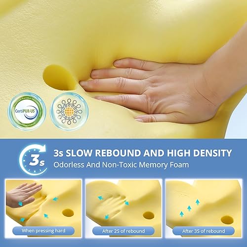 Miniatura 5 de JOLLYVOGUE Almohada cervical para el cuello para aliviar el dolor, almohada de espuma viscoelástica para dormir de lado con funda de almohada