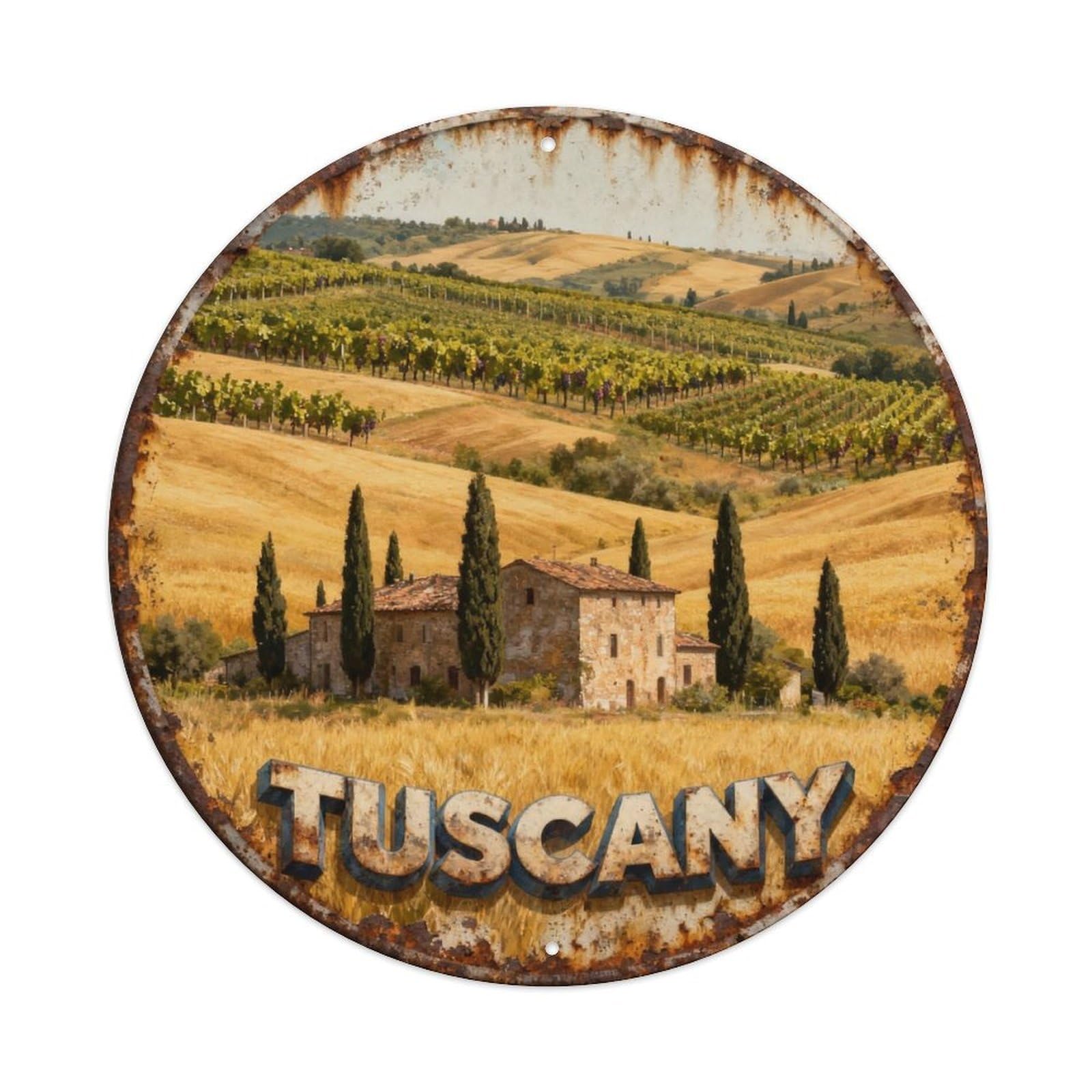 Tuscany Italy Countryside Plaque Metal Tin Sign Plaque