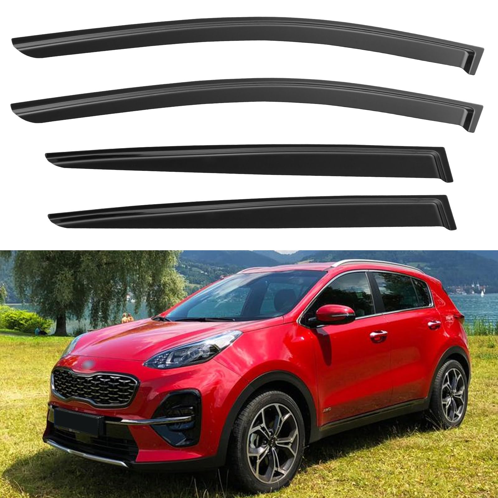 Window Visors Rain Guards for 2017 2018 2019 2020 2021 2022 Kia Sportage, Out-Channel Window Vent Wind Deflectors Visors Shades for 17-22 Sportage