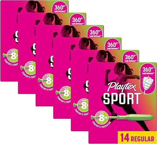 Playtex Tampones deportivos de absorción regular, sin fragancia, 84 unidades (6 paquetes de 14 unidades) | Tampones regulares para mujeres, cuidado