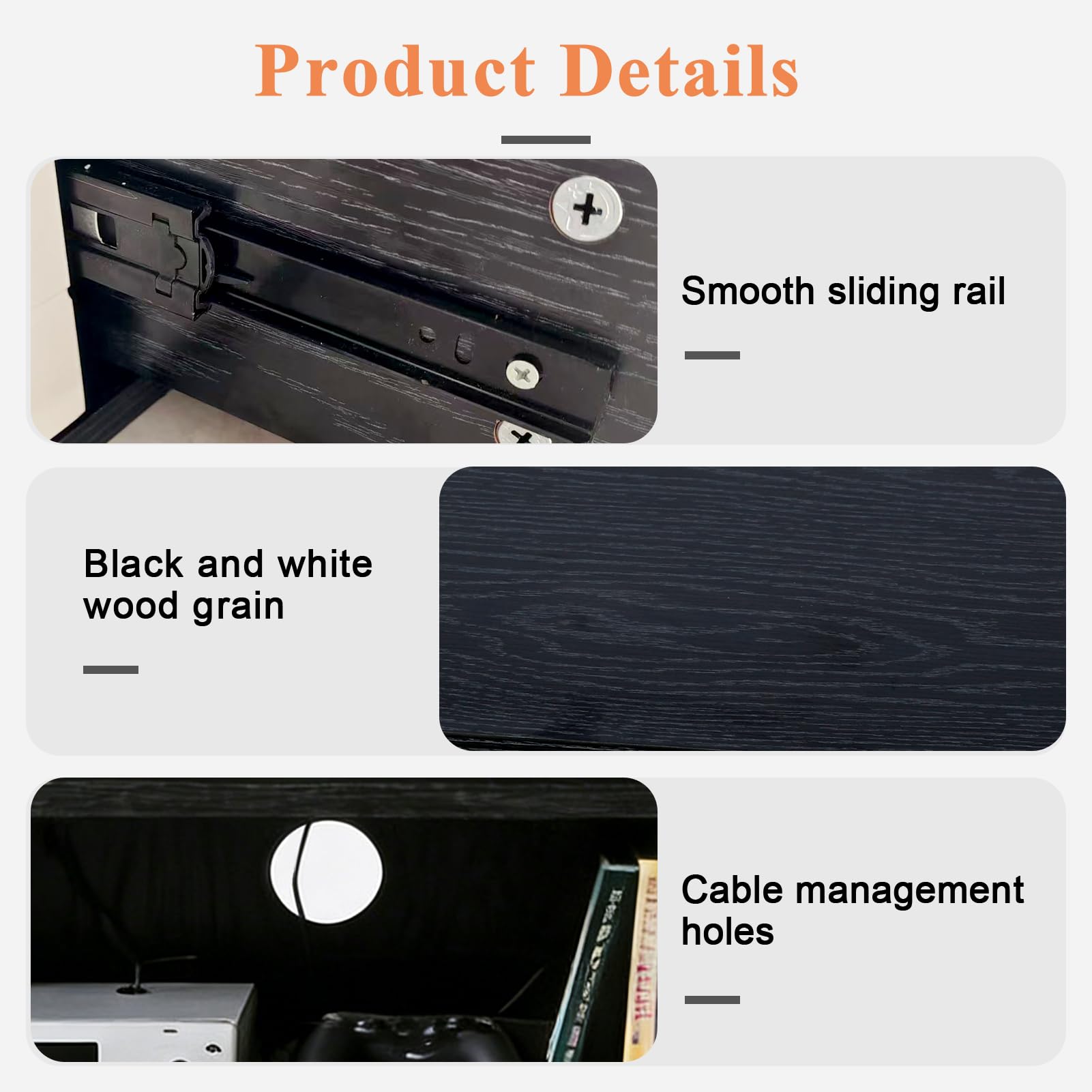 TV Lowboard Stehend 120cm, TV Schrank mit 2 Türen, TV Board für Fernseher bis zu 50 Zoll, Fernsehschrank mit Schublade und offenem Fach für Wohnzimmer und Schlafzimmer, Schwarzweiß