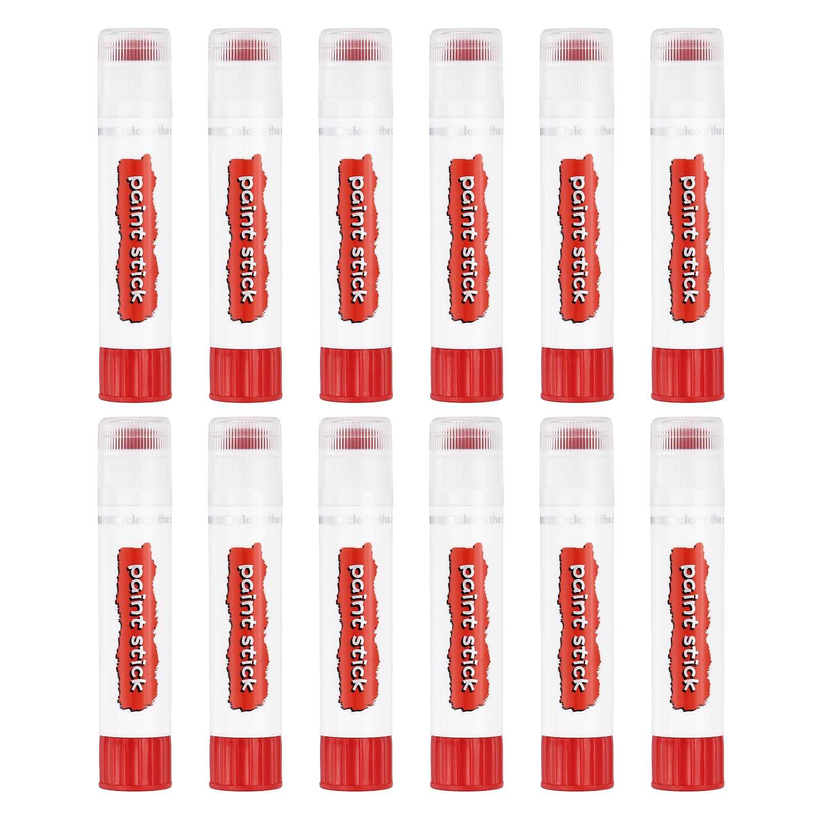 PATIKIL Tempera Paint Sticks, 12 Pcs Solid Tempera Paints Sticks Washable Bulk Markers Pen Quick Drying for Artists Beginners Art Supplies, Red