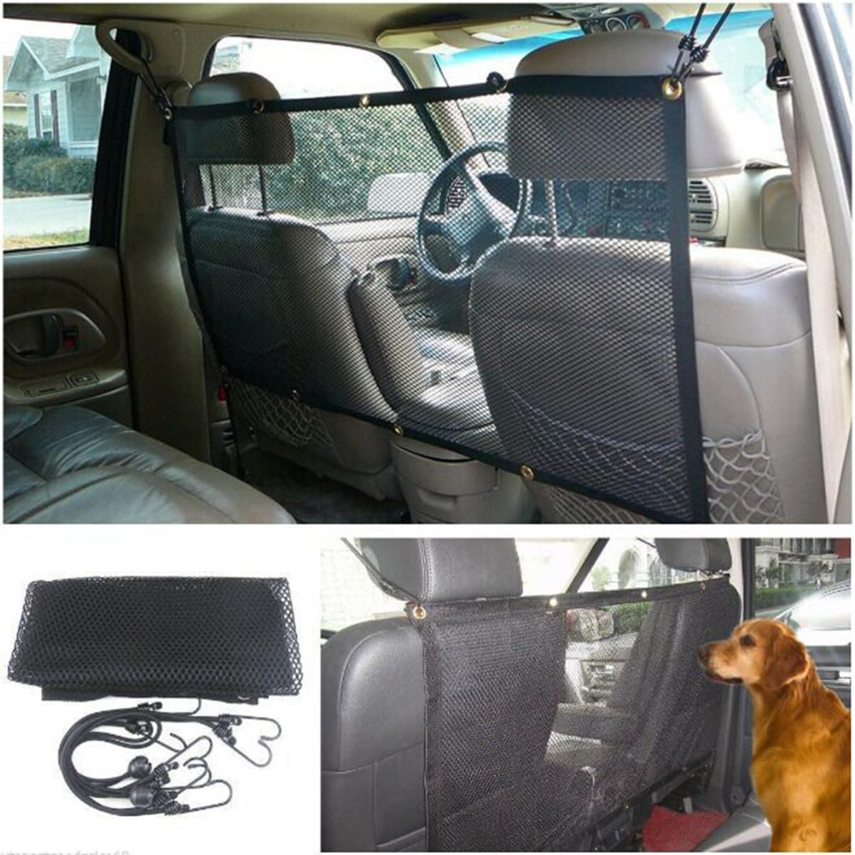 FONDOTIN Dog Car Barrier Pet Fence for Backseat Mesh Barrier Vehicle Safety Net