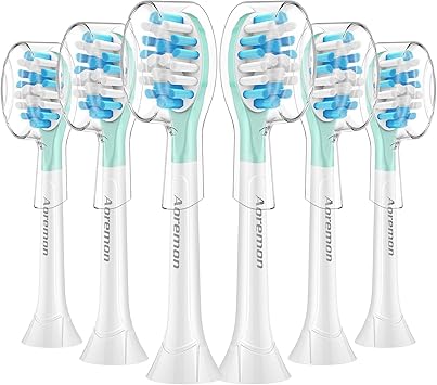 Aoremon Replacement Toothbrush Heads for Philips Sonicare C3 Premium Plaque Control HX9044/65 G3 Gum Care HX9054/65 W3 4100 5100 6100 7500 C1 C2 Flexcare Diamondclean HealthyWhite, 6 Count, White