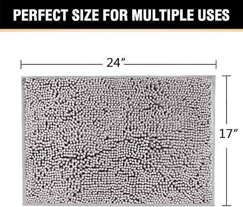 Miniatura 2 de H.VERSAILTEX Tapete de baño de felpilla de lujo gris de 17 x 24 pulgadas, paquete de 2 alfombras de baño de 32 x 20 pulgadas y 20 x 20 pulgadas,