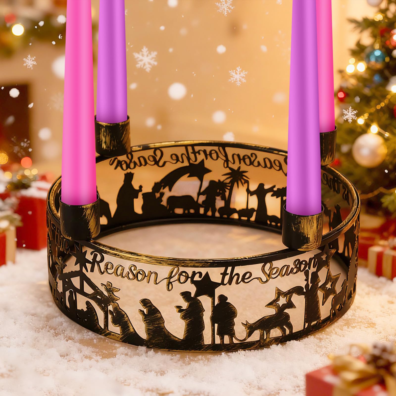 Blulu Advent Wreath Candle Holder Nativity Scene Ring - candleholders | Mubboo