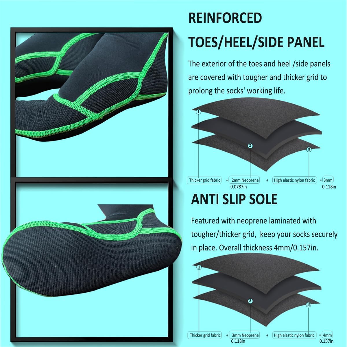 Premium Long Neoprene Wet Wading socks, no Bunching at Ankle, Wader Sock for Surfing Diving Fly Fishing, Gift Socks - Image 6