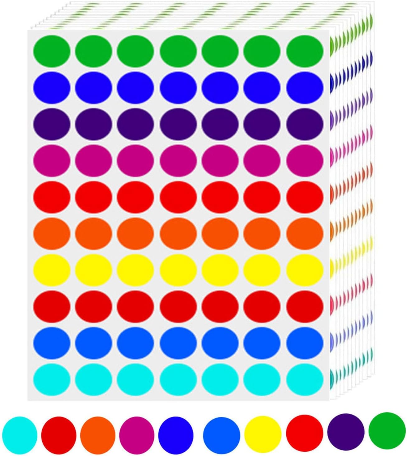 1400 PCS Round Color Coding Labels,20 Sheets Style Colored Dot Stickers ...