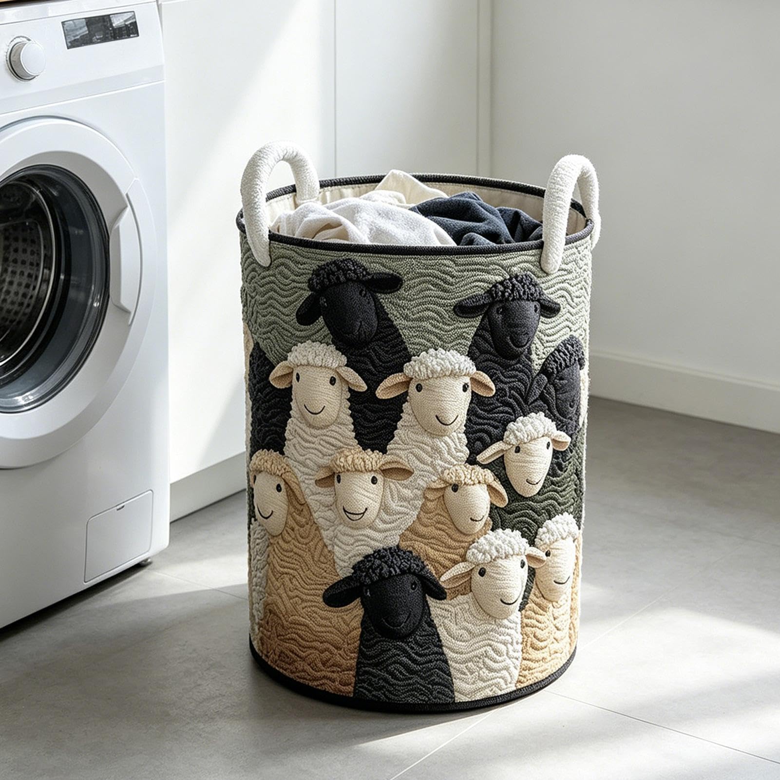 Cesto portabucato trapuntato con maniglie Contenitore per Panni Sporchi a | Cesto Organizzatore per Abbigliamento Per carini proprietari di casa e affittuari, camera bambini, came