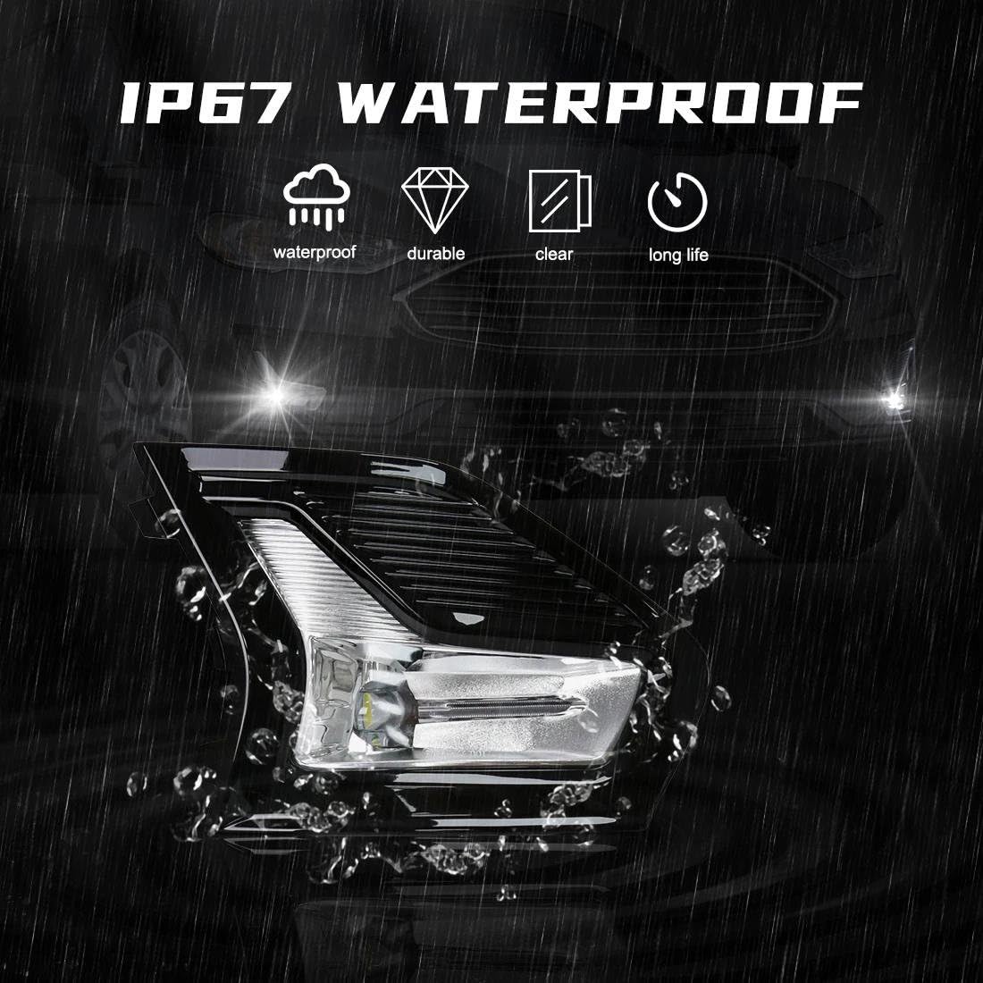 Genérico Faros Antiniebla Faros Antiniebla Delanteros Led Para Mondeo Para Fusion 2019 2020 Luz Circulación Diurna DRL Cubiertas Marco Interruptor Cable 12V Antiniebla Delantero(Fog Lamp KIT)