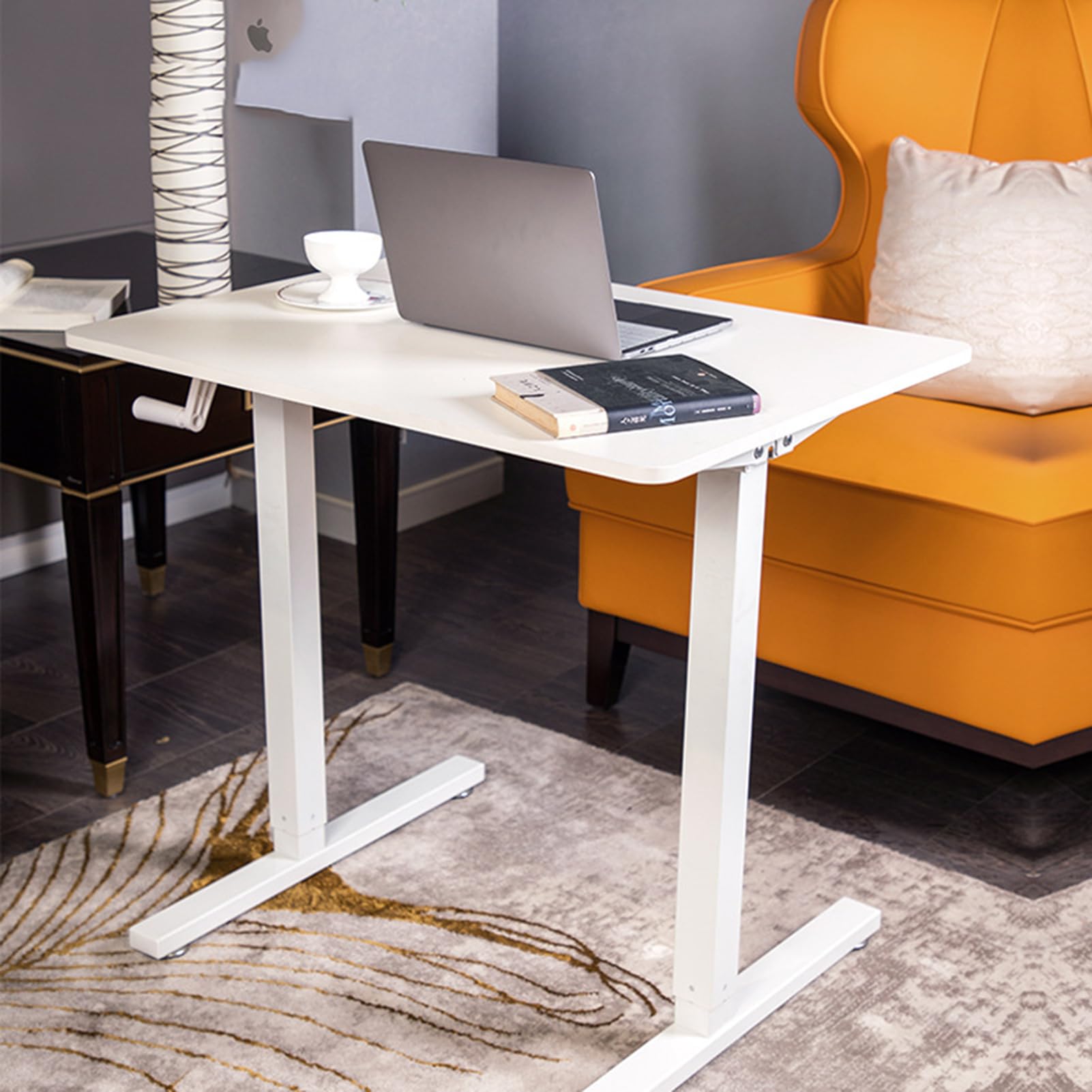 Escritorio Elevable Manual con Tablero, Mesa Escritorio Ordenador Altura Elevable, Regulable En Altura Escritorio De Oficina En Casa, Regulable En Altura Escritorio De Pie