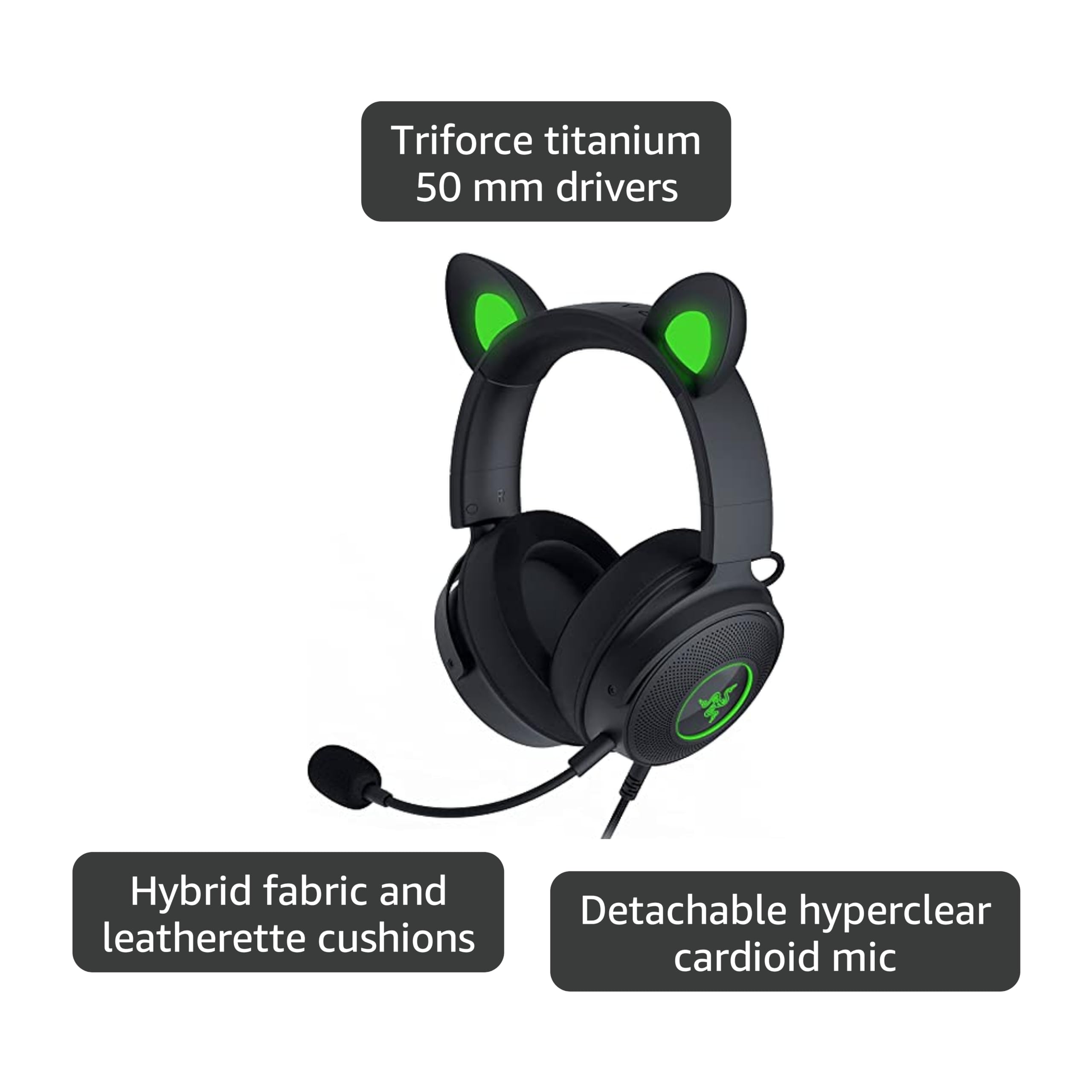 Amazon.co.jp: Razer Kraken Kitty V2 Pro 有線RGBヘッドセット:交換