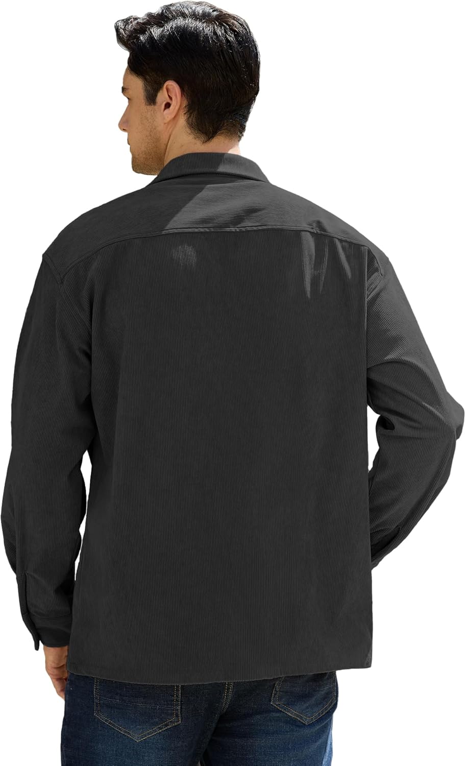 PLEPAN Men's Corduroy Shacket with 4 Pockets (Chest & Side Slant) Button Down Work Jackets Casual Long Sleeve Shirt Jacket - Image 4