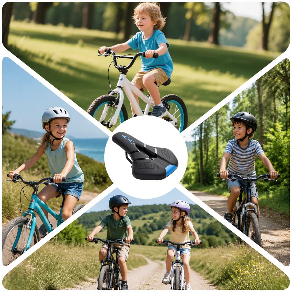 Fahrradsattel Kinder, Extra Gepolsterter Weiches Fahrradsattel Kinder, Wasserdicht Bequemer Kindersattel Fahrrad Für Mountainbike Rennrad Alle Fahrradtypen Geeignet, Blau