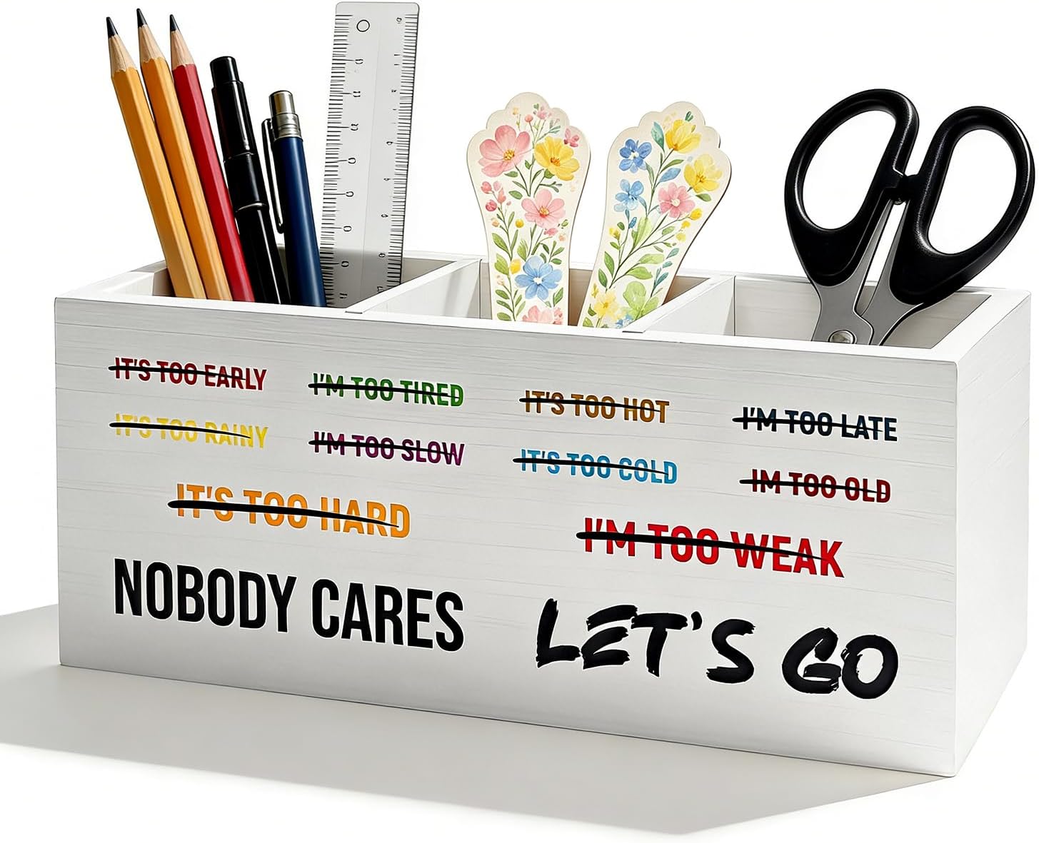 Bookmark Holder with Removable Shelf, Wooden Desktop Organizer for Bookmarks Pens Pencils - Multi-Purpose Storage for Reading Corner, Library, Office, Book Club Gifts