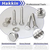 Vista 31 de Hakkin Tornillos hexagonales de 3/8 pulgadas, 60 piezas surtidos de tornillos y pernos de madera surtidos de 1-1/2 pulgadas 2 pulgadas 2 1/2