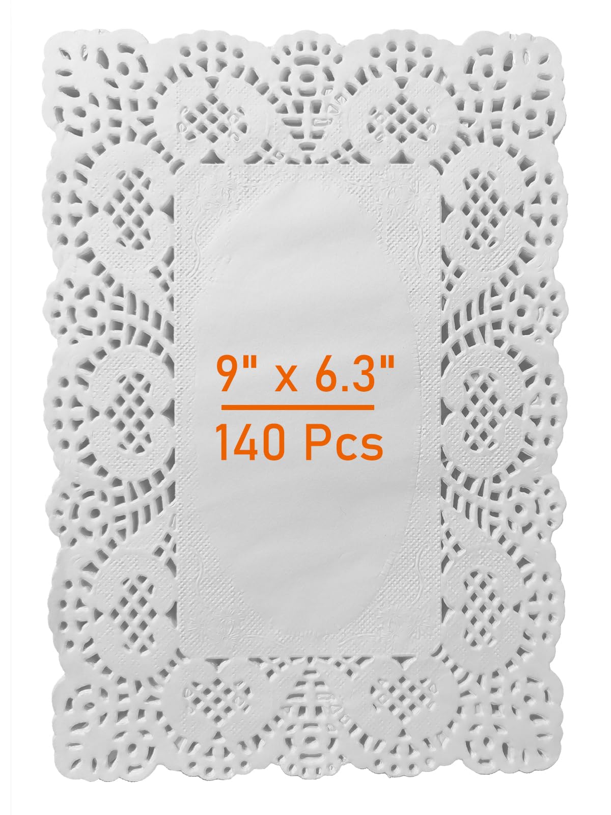 Lahviuu Paper Doilies 140 Pcs White Rectangle Doilies Lace Paper Placemats for Buffet Cake Fried Food Party Wedding Tableware Decoration (23x16 cm)