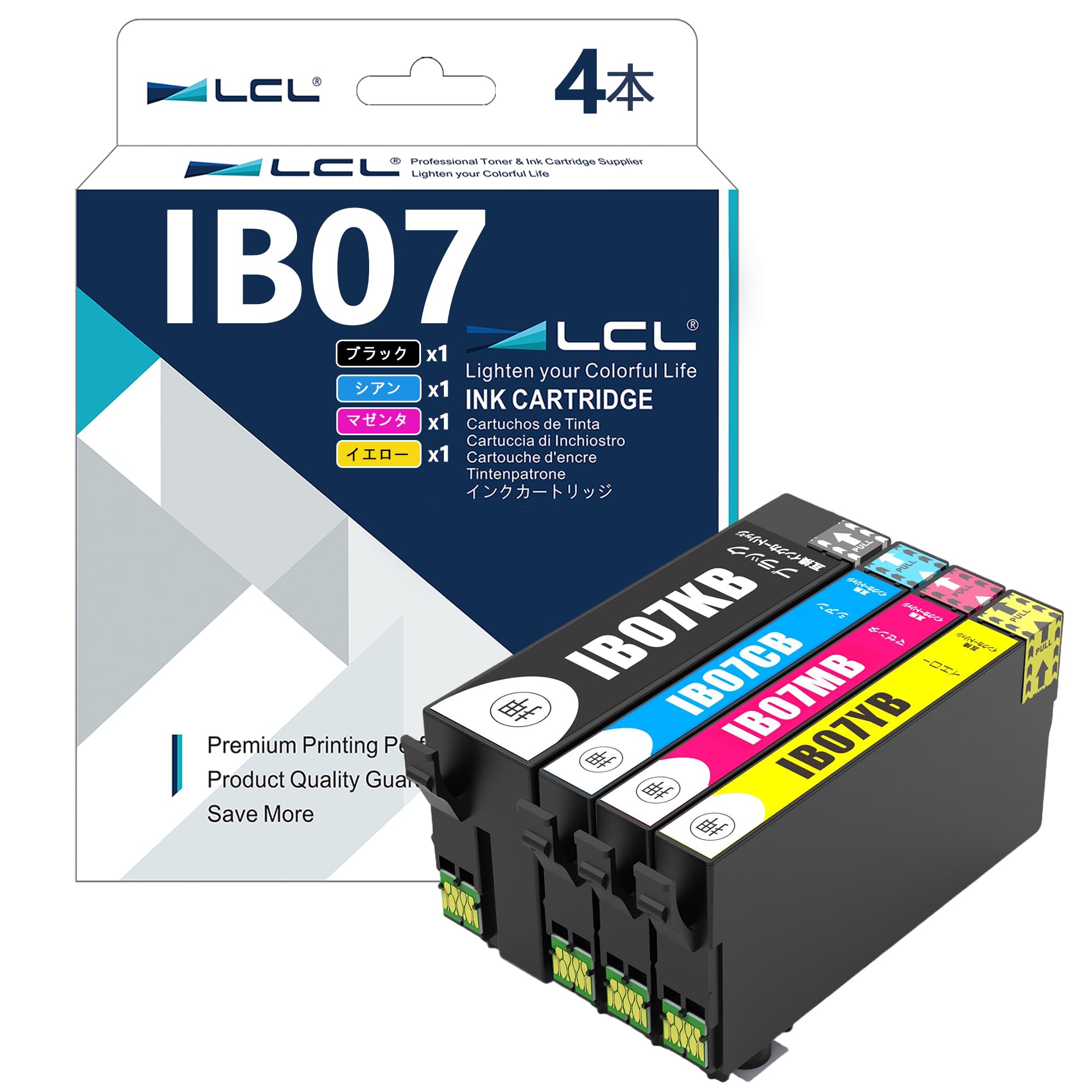 Amazon.co.jp: LCL エプソン用 IB07CL4A IB07CL4B IB07KB 顔料 増量 (4