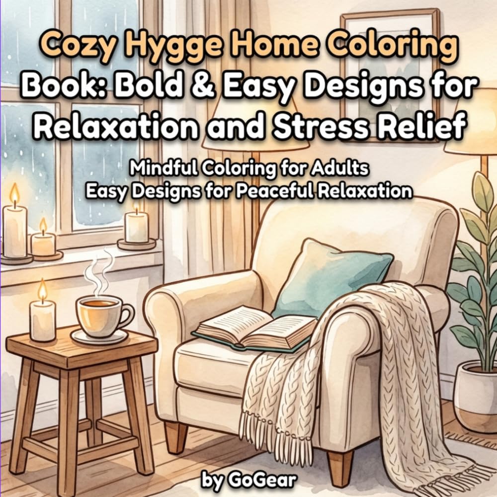 Cozy Home Coloring Book: Bold & Easy Designs for Relaxation and Stress Relief: Mindful Coloring for Adults Easy Designs for Peaceful Relaxation