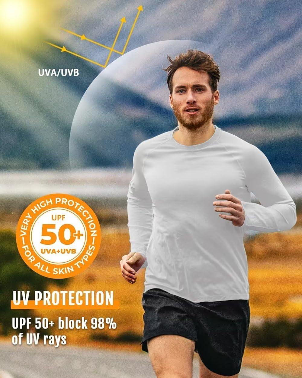 Miniatura 5 de Camiseta de manga larga con protección UV UPF 50+ para hombre, de secado rápido, protección UV, para pesca, natación, protección SPF