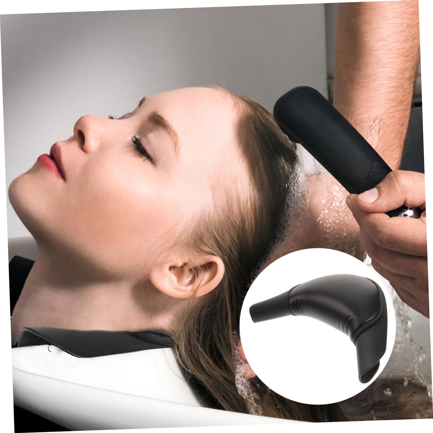 Nackenstütze für Shampooschüssel, Rutschfestes Gel Kissen Schwarz