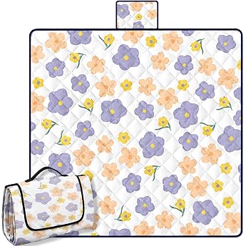 Outdoor Picnic Blanket 200 x 200 cm Flowers Camping Blanket with